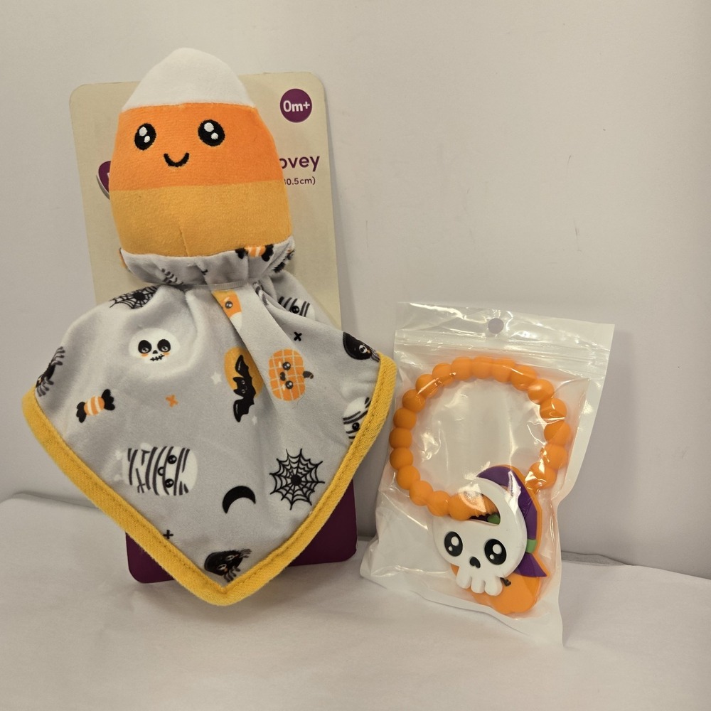 Parent's Choice Soft Baby Lovey Candy Corn Halloween Plush Blanket 12x12 0+